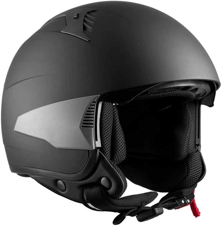 Westt Rover - Jethelm Motorradhelm Helm + 3 austauschbare Seitenteile - Sonnenblende Retro Stil - Matt Schwarz          - ECE Zertifiziert